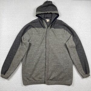 Carbon 2 Cobalt Hooded Cardigan Sweater Mens XXL Grey Striped Button Front
